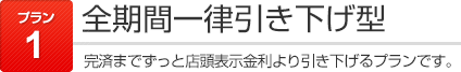 プラン2:「全期間一律引き下げ型」完済までずっと店頭表示金利より引き下げるプランです。