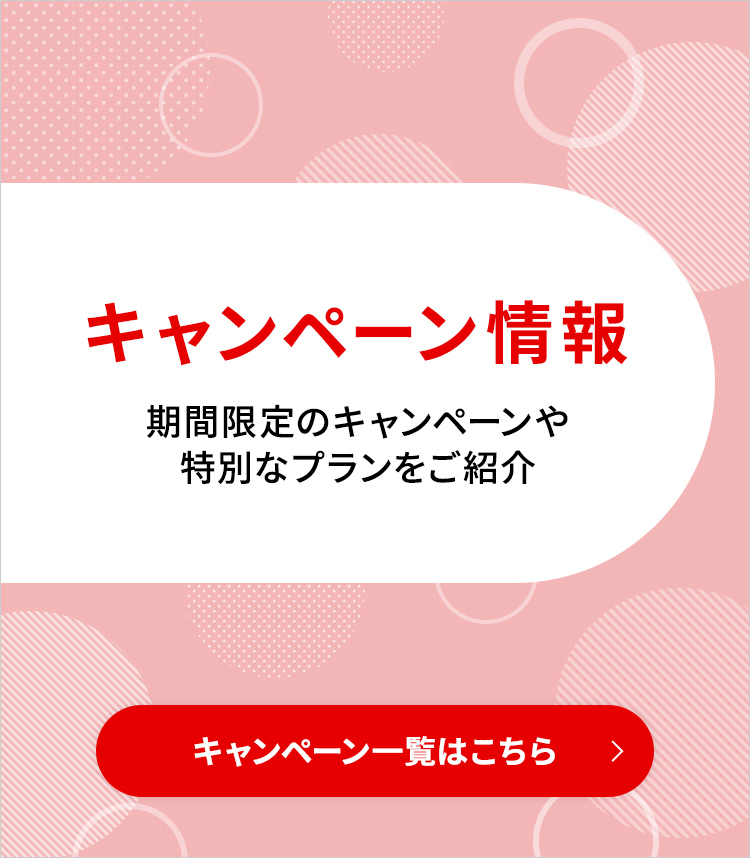 キャンペーン情報 期間限定のキャンペーンや特別なプランをご紹介 キャンペーン一覧はこちら