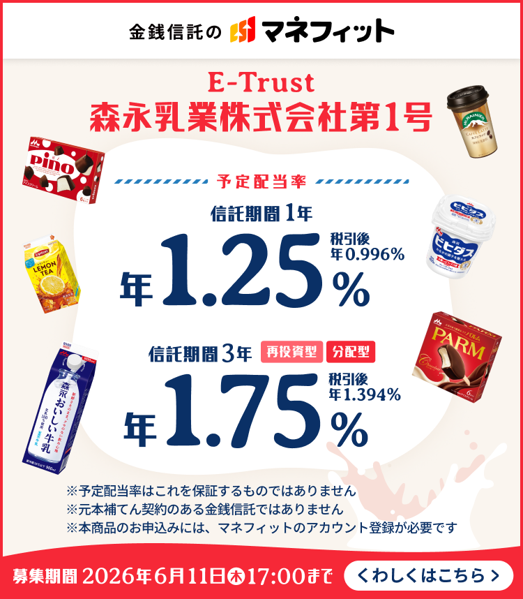 ���K�M���̃}�l�t�B�b�g E-Trust �X�i���Ɗ�����Б�1�� �\��z���� �M������1�N �N1.25�� �ň��� �N0.996�� �M������3�N �ē����^ ���z�^ �N1.75�� �ň��� �N1.394�� ���\��z�����͂����ۏ؂�����̂ł͂���܂��� �����{��Ă�_��̂�����K�M���ł͂���܂��� ���{���i�̂��\���݂ɂ́A�}�l�t�B�b�g�̃A�J�E���g�o�^���K�v�ł� ��W���� 2026�N6��11���ؗj��17���܂� ���킵���͂�����